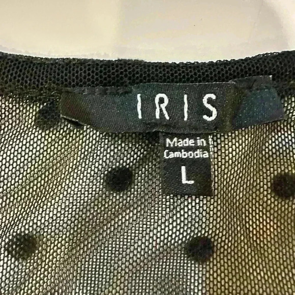 Iris Black SheerThong Body Suit with Bell Sleeves Size Large - Picture 3 of 5